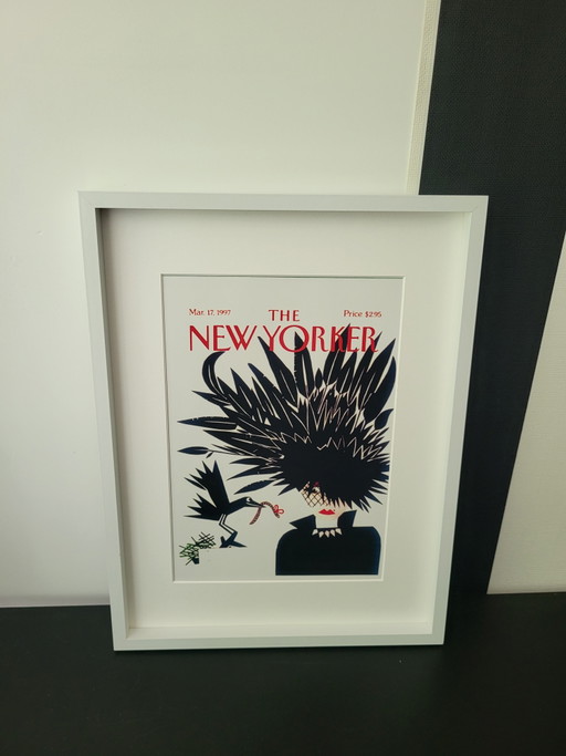 Iconische print van The NewYorker met passe-partout ingelijst.