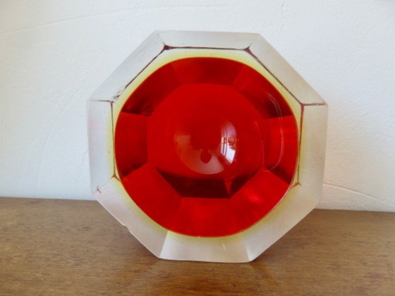 Image 1 of Octagonal Sommerso Murano ashtray, designed by Flavio Poli, 1970s