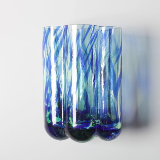 Vaso in Vetro Scandinavo Vintage Pauline Cloud / Blu e Verde / Rune Strand per Sea Glasbruk / Svezia / Anni (photo 10 of 12)