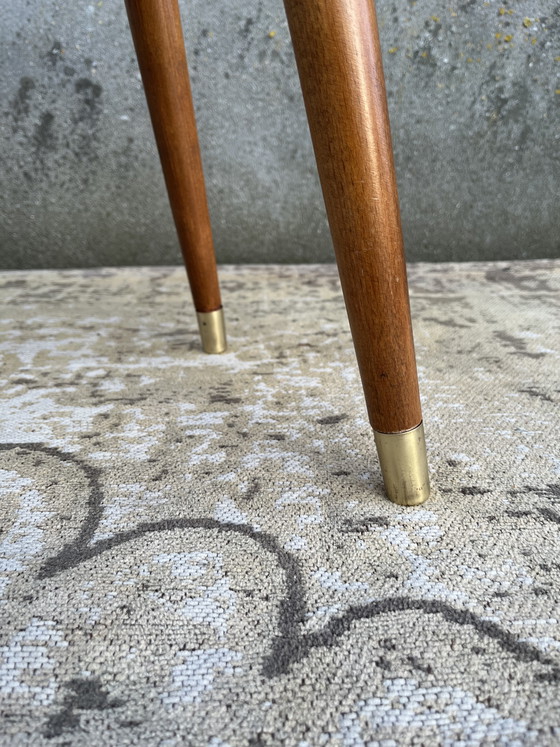 Image 1 of Vintage mid-century Danish coffee table on beautiful tapered legs with brass caps
