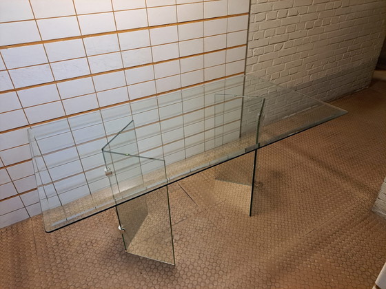 Image 1 of Glass dining table Leon Rosen Style