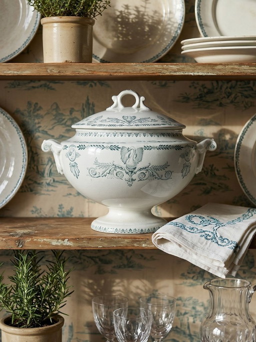 Large antique K&G Lunéville Compiègne pattern ironstone tureen