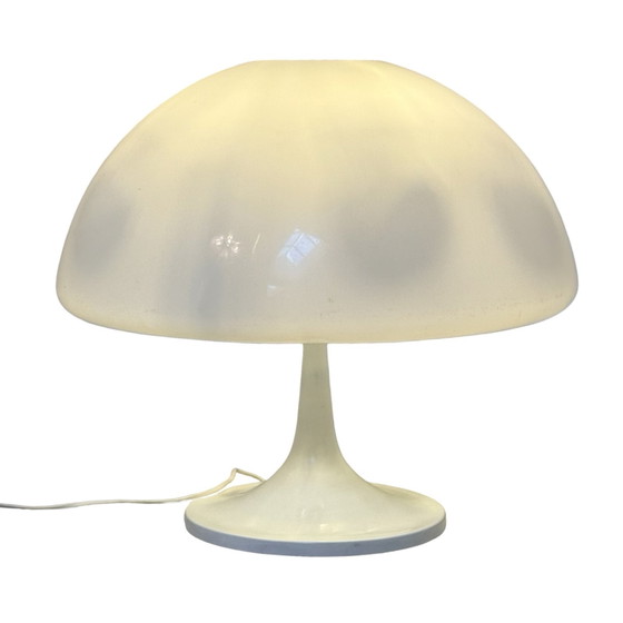 Image 1 of Pop Art / Space Age design - Mushroom lamp with white plexi shade and white metal base