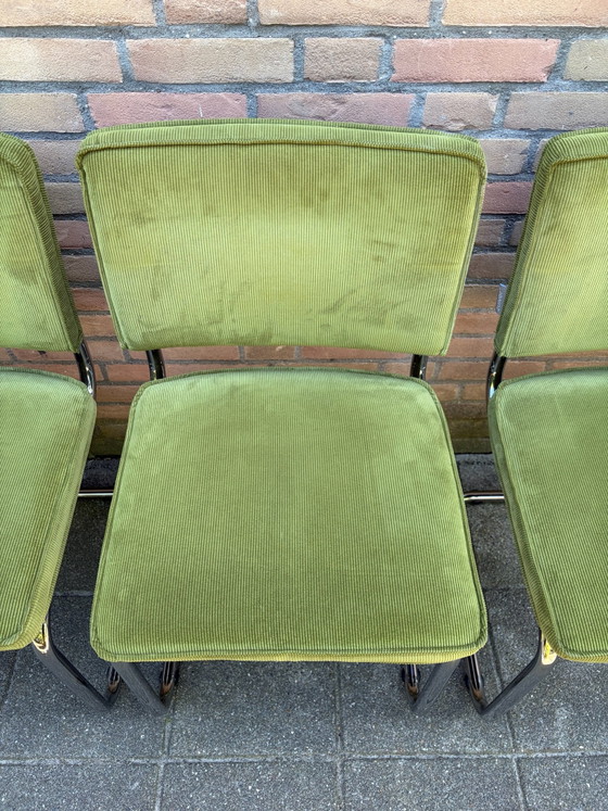 6 Green Zuiver Ridge Rib Ribbed Fabric Chairs – Dining chairs, Chrome, Wood (photo 4 of 6)