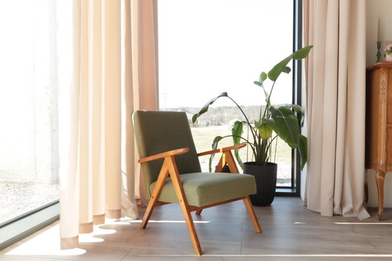 Image 1 of Scandinavische fauteuil in mosgroen met zigzagpatroon, modern design