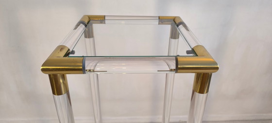 Image 1 of 😍✨ Excepcional soporte de columna de Charles Hollis Jones en Lucite y latón, década de 1970 ✨😍