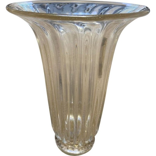 Jarrón vintage de cristal de Murano de Toso, 1980