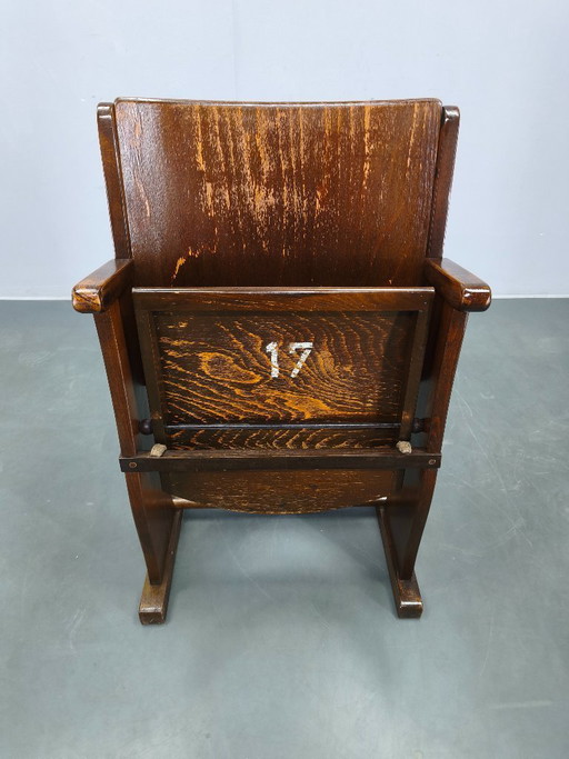 1940s Thonet Style Cinema Chair, Beech Wood Folding Seat