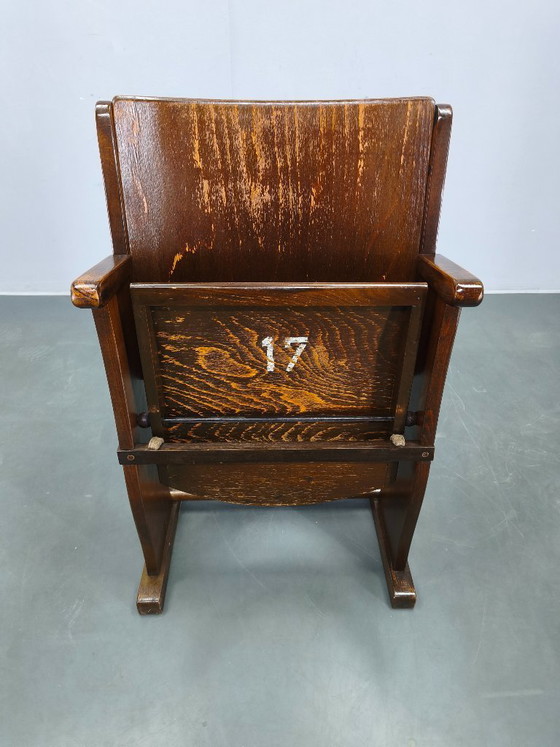 Image 1 of 1940s Thonet Style Cinema Chair, Beech Wood Folding Seat