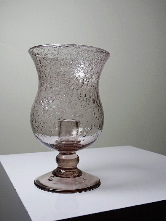 Vintage Amethyst Bubbled Glass Candle Holder, Biot Style, 1970-1980 (photo 4 of 9)