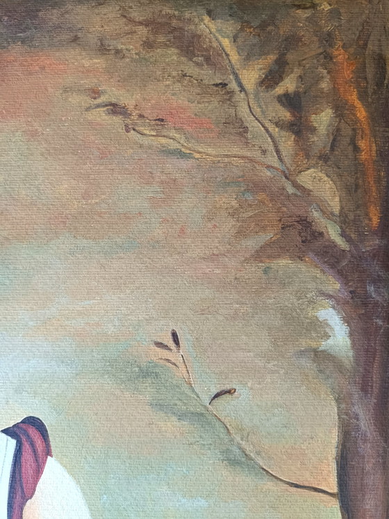 Image 1 of Olieverfschilderij op karton, kopie van Corot.