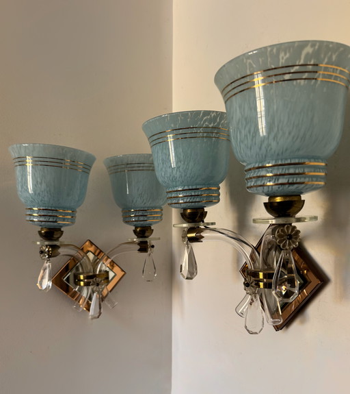 Applique da parete in vetro specchiato in stile Art Déco