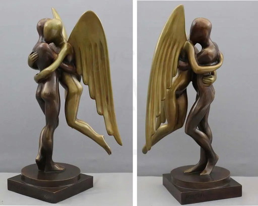 Kostabi, Mark - Divine Embrace - Bronzen sculptuur - met de hand gesigneerd