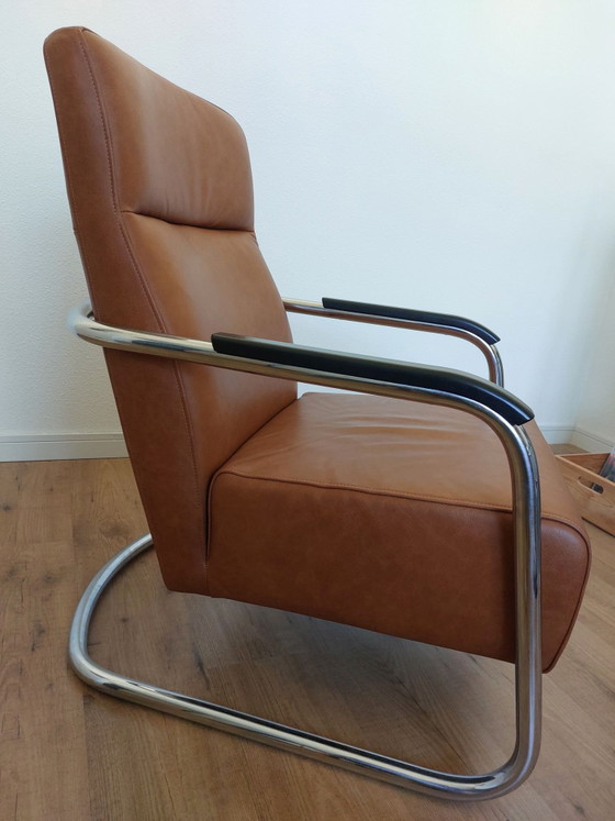 Poltrona in pelle con struttura cromata, stile Gispen, Poltrone, Plastica, Nero (foto 4 di 11)