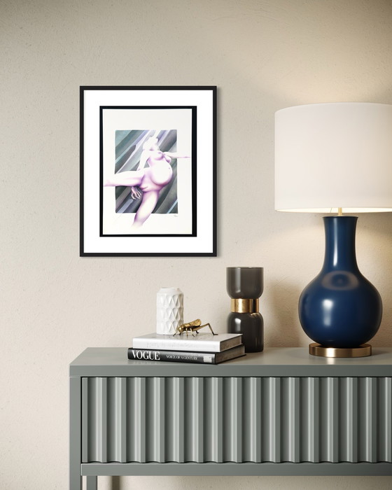 Image 1 of Yvon Adam, raro dipinto erotico del 1985 circa - incorniciato