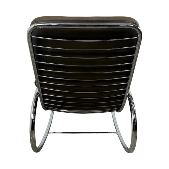 Image 1 of Sedia a dondolo Bauhaus vintage in pelle e cromo