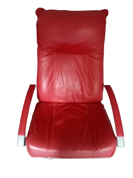 Chaise design Kebe rouge en cuir