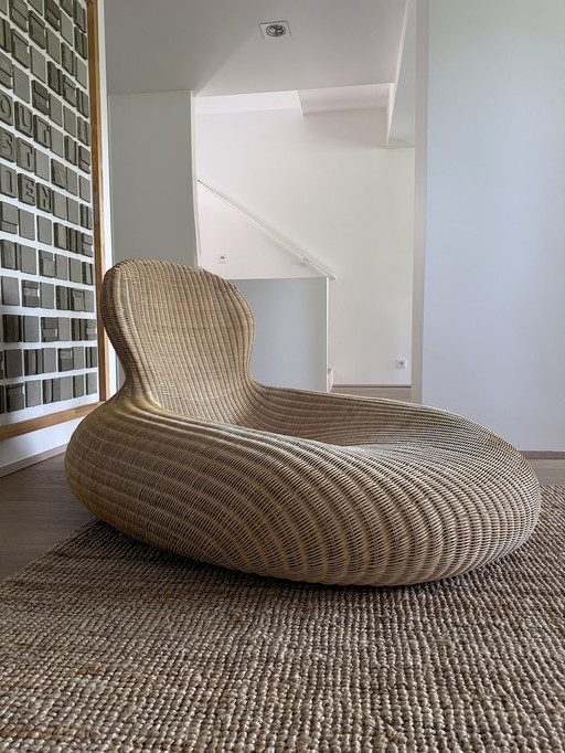 Vintage Lounge Sessel . Storvik . Carl Öjerstam für Ikea . Korbsessel . Chaiselongue . Geflecht . Studio Design . 2001 -2005