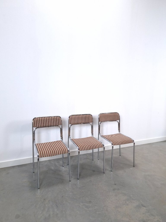 Set Space Age 3x Sedie da pranzo Bauhaus con struttura tubolare cromata – Chrome (photo 3 of 15)