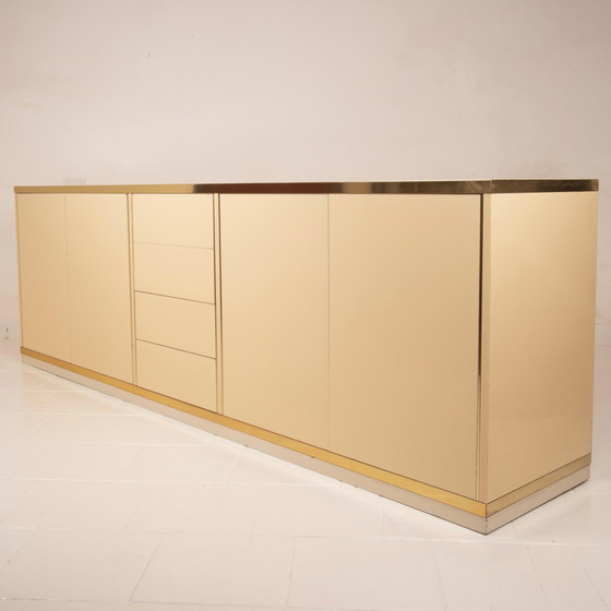 Willy Rizzo Hollywood Regency Sideboard aus Creme und Messing für Mario Sabot 1970 – Schränke (photo 5 of 19)