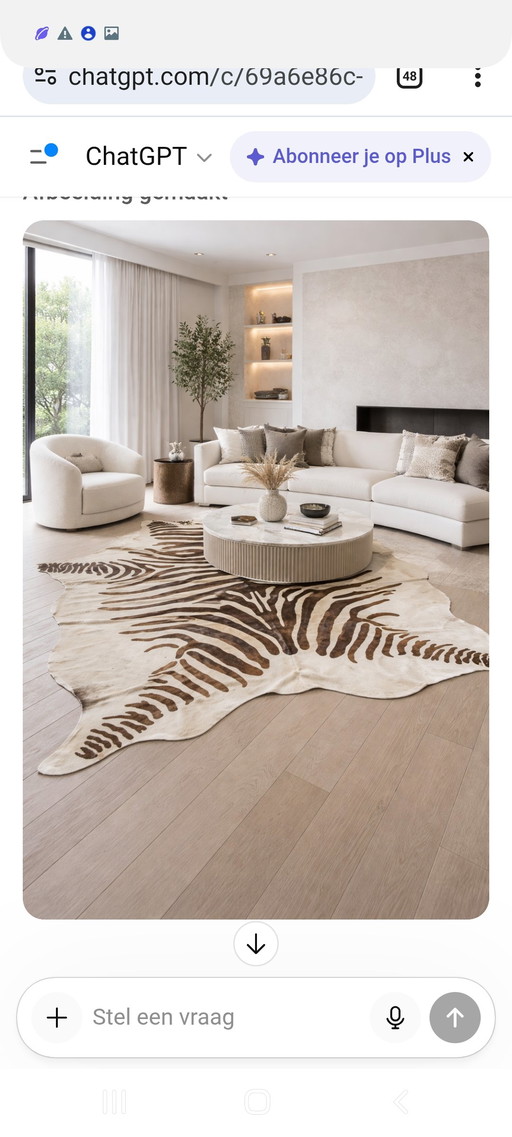 Echte koeleder in zebrastrepen 190 x 210 cm