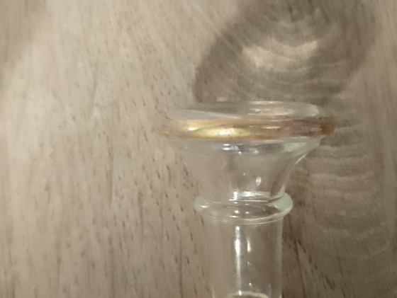 Image 1 of Crystal decanter attributed to Baccarat/Saint Louis, number 11, Art Nouveau gilt