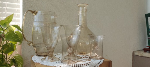 Juego de cristal de Murano de mediados de siglo "Bollenglass" - Estilo Venini