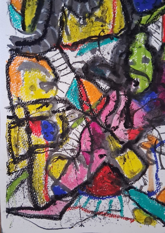 Image 1 of I'm lazy today, why is it 40 degrees? Mixed media, ink with oil pastel. Street art.