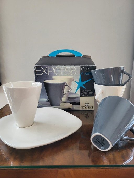 Set de 4 mugs Royal Boch Expo 58, Belgique, réédition 2008