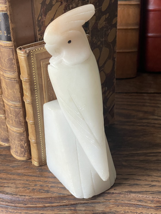 Image 1 of Vintage Italiaanse albasten boekensteunen in de vorm van vogels