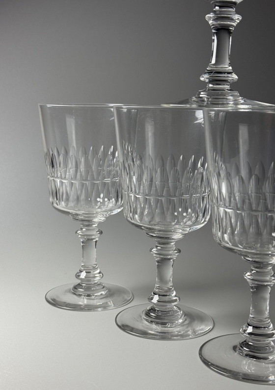 Image 1 of Val Saint Lambert “Service Théodora” kristallen wijn- of waterglazen, België, catalogus 1904-1905, set van 6

