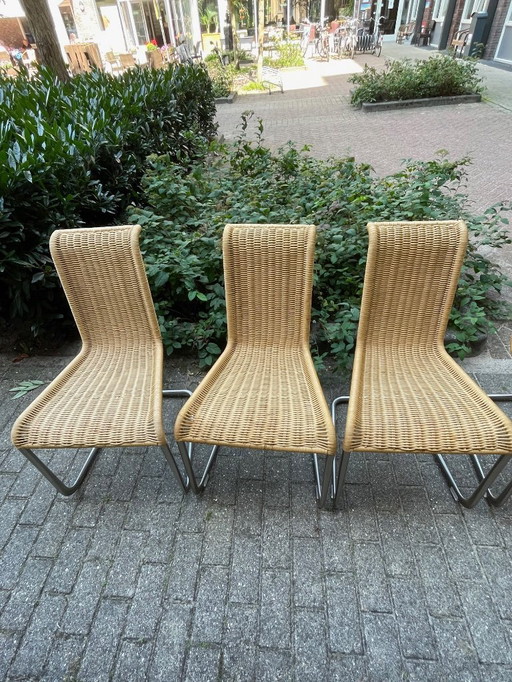 6x Tecta B20 Eetkamer stoelen, Beige / zilver