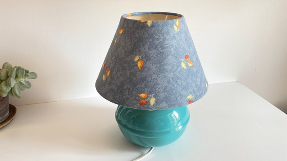 Image 1 of Lampada a sfera in ceramica blu oceano vintage