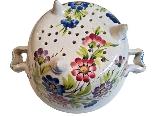 Raro Scolapasta Antico in Ceramica di Bassano – Dipinto a Mano – 1950