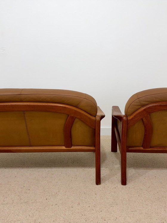 Vintage living room set – 2 seaters & cognac leather armchair (photo 7 of 12)
