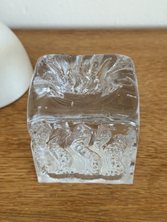 Image 1 of Vintage brutalistische glazen kandelaar Kurt Wokan voor Ingrid Glas jaren 60.