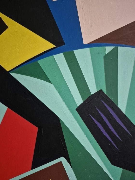 Image 1 of Picasso-Style Cubist Painting - 'Amazement' by Franklin van Dam - Acrylic on MDF