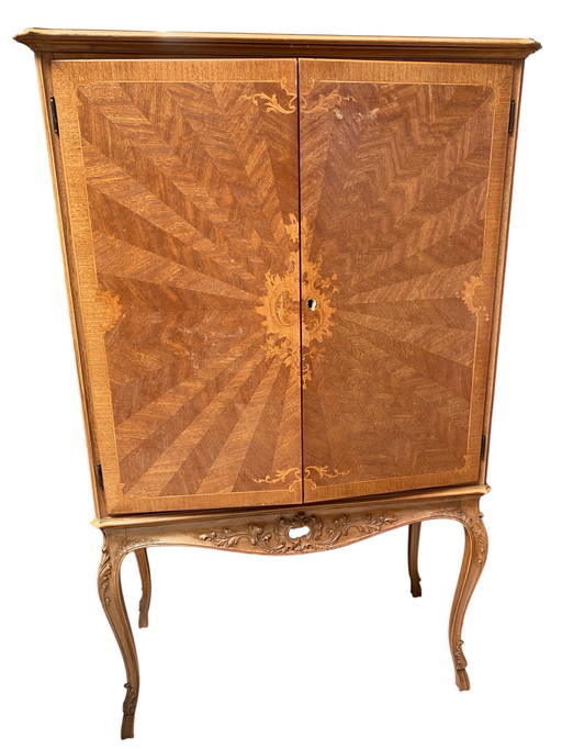 French walnut bar cabinet with parquet
