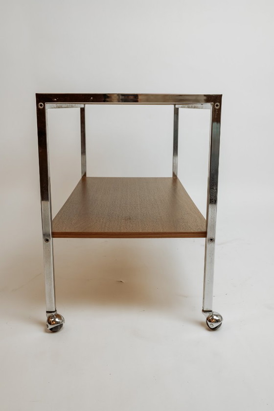 Image 1 of Vintage bar trolley, 1970s - Wood and chrome