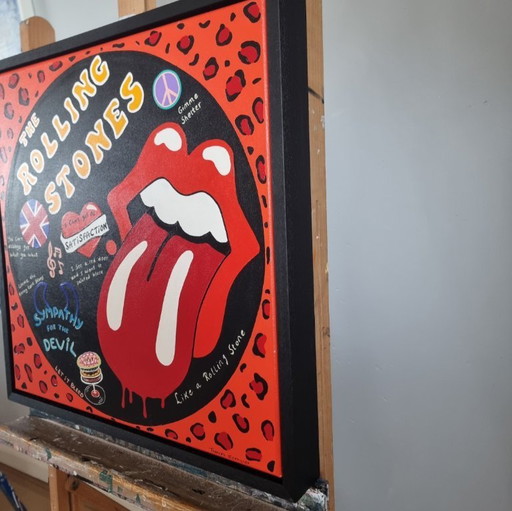 Frances Eckhardt - handmade painting Rolling Stones framed