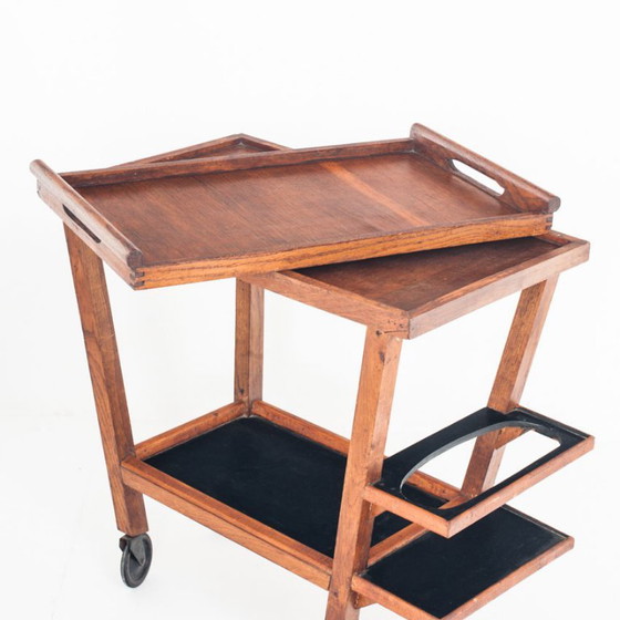 Carrello bar vintage in rovere con vassoio rimovibile. Francia, anni '50. – Carrelli bar, Wood (photo 4 of 13)