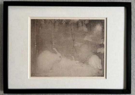 Image 1 of Jan Mankes 1889-1920 / Eliogravura Conigli in una foresta autunnale 1923