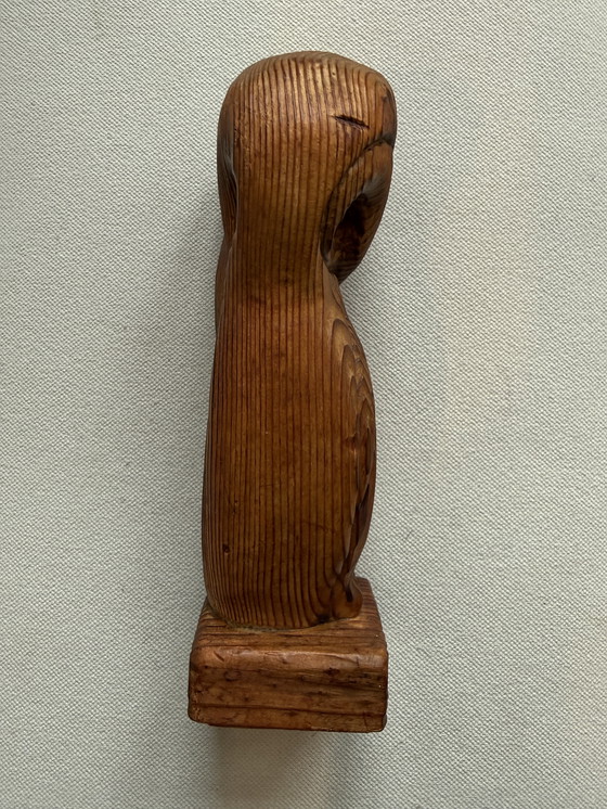 Image 1 of Mid-Century brutalistische houtsculptuur uil, Skandinavisch plm. 1960