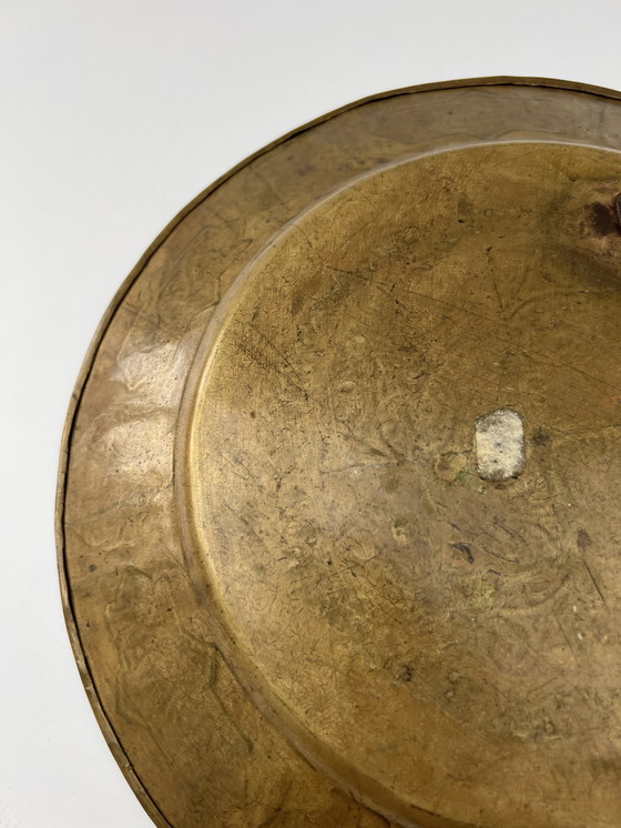 Image 1 of Grote oosterse messing wandplaat – handgegraveerd – Turkije, circa 1930-1950