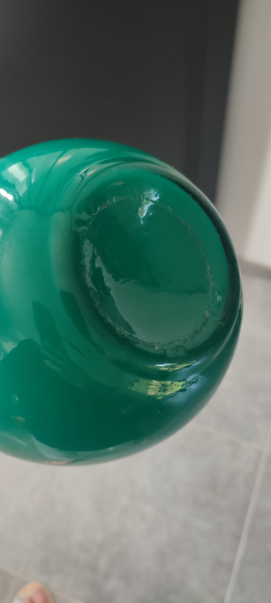 Large Vintage Empoli Double-Sided Glass Vase-Ewer (38 cm) (photo 11 of 15)