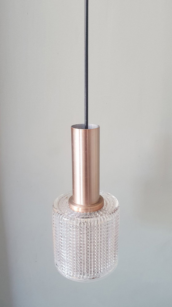Image 1 of Lampada a sospensione vintage Philips in vetro stile Mid Century - color ottone