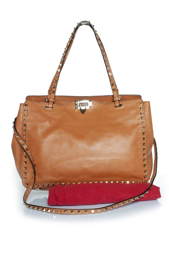 Image 1 of Valentino Garavani, Rockstud Tote in Camel