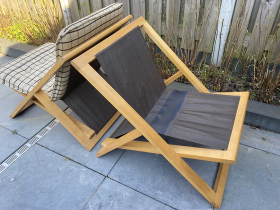 Image 1 of Deux chaises pliantes vintage de design danois, années 70, style plage.