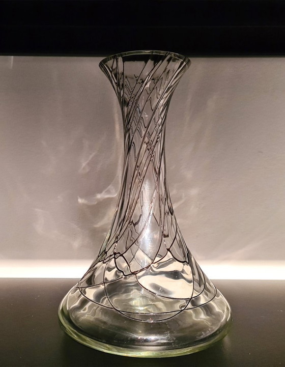 Image 1 of Nagel Glass – Paul Nagel – Deutschland: Wunderschöne Vase im Jugendstil, Klarglas