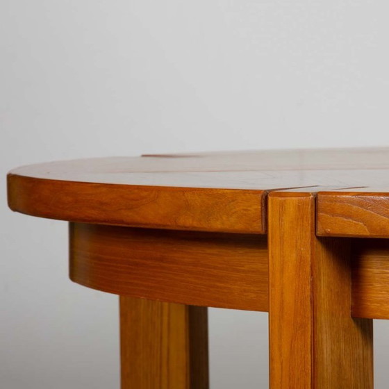 Image 1 of Round extendable wooden dining table produced by Monopoly, 1970